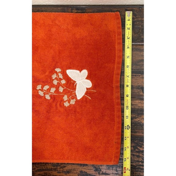 Vintage Ames Hand Towel Orange with Butterfly MCM Mid-Century Modern Retro Mod - Picture 5 of 6